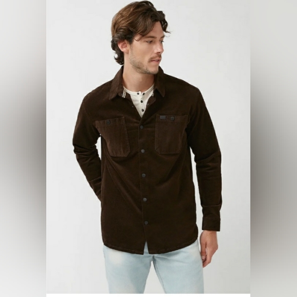 NWT Buffalo David Bitton Jafar Shacket Corduroy in Chocolate Brown Small - Picture 1 of 9
